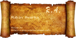 Rubin Avarka névjegykártya